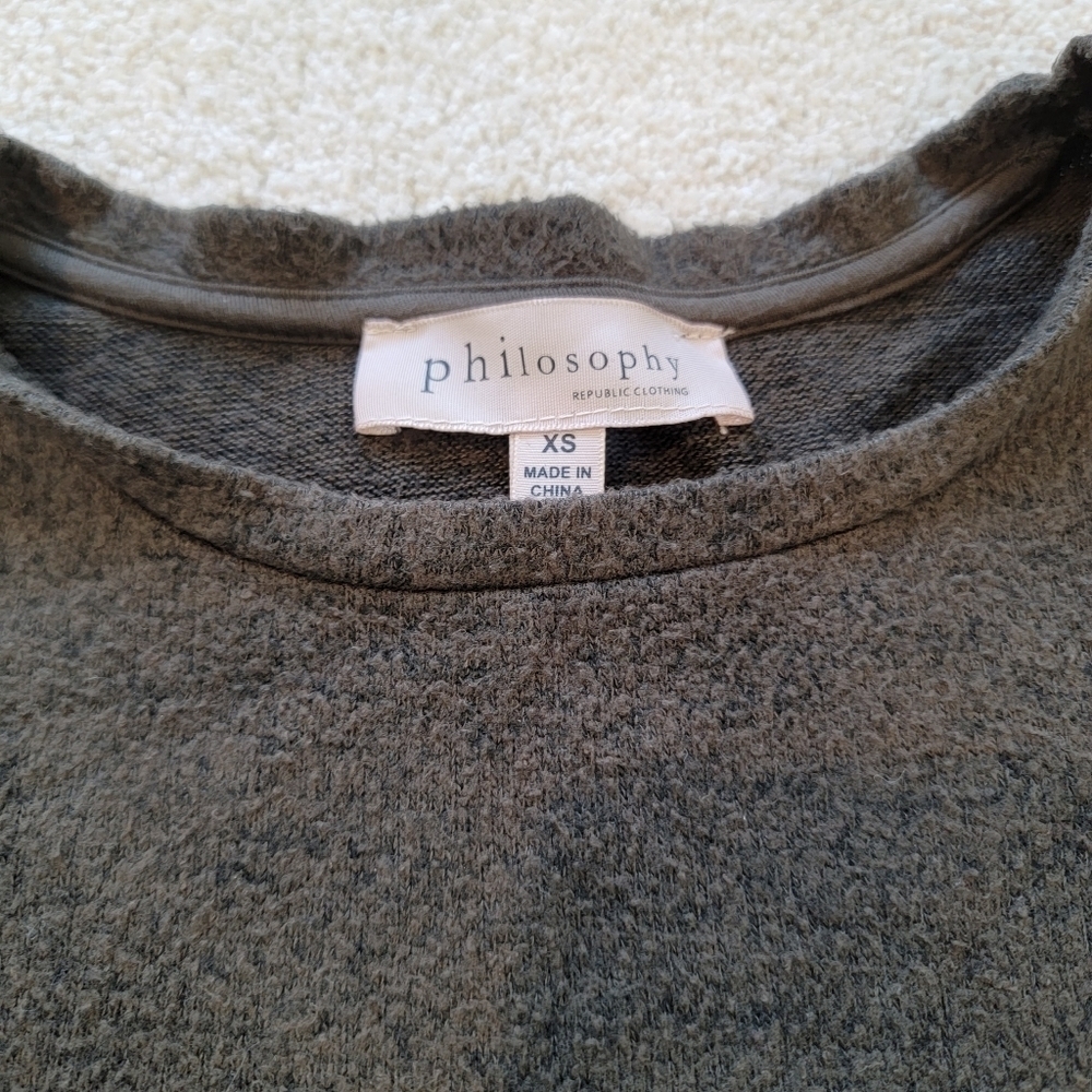 Anthropologie Philosophy Inside Out Oversized 1/2 Sleeve Pocket Moss Sweater - Picture 4 of 10
